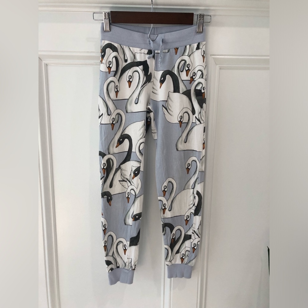 Mini Rodini swan print lightweight joggers 8/9